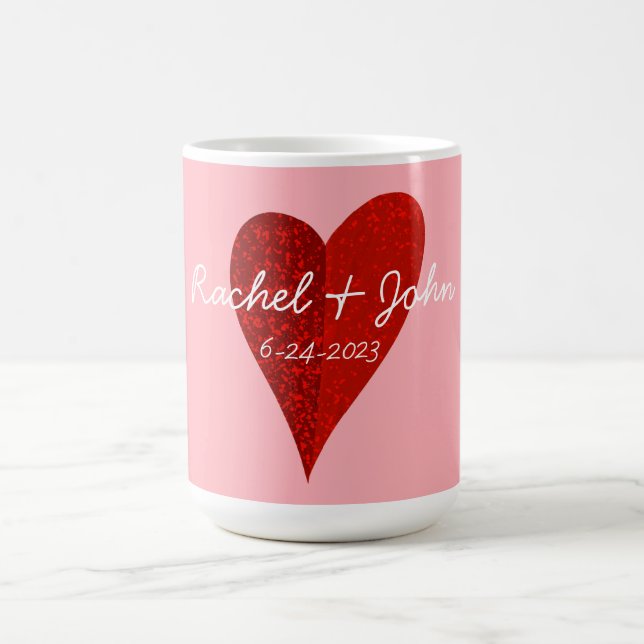 Mug café Mariage personnalisé avec coeur (Centre)