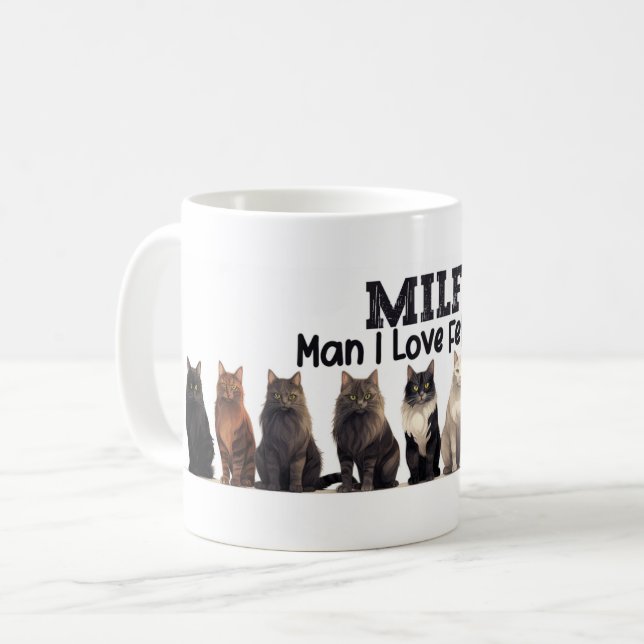 Mug Café Mug, Homme J'aime Felines MILF (Devant gauche)