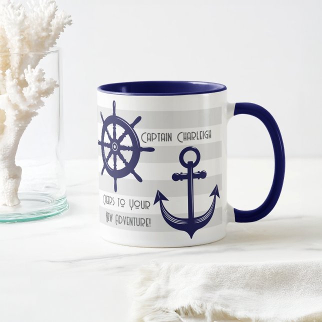 Mug Café nautique à roue à Ancre personnalisée et à ro (Créateur téléchargé)