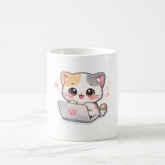 Mug Café Ordinateur Chat Mignon Kawaii - Amusant