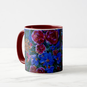 Mug Café ou thé rouge, bleu et marron