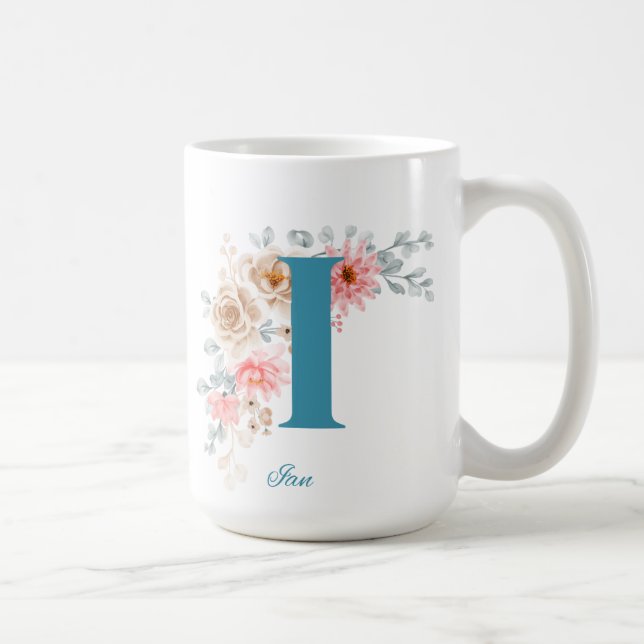 Mug café personnalisé avec nom et alphabet I (Droite)