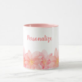 Mug Café personnalisé rose joli et fille Floral