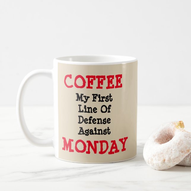 Mug Café - Première Ligne De Défense Lundi (Avec donut)