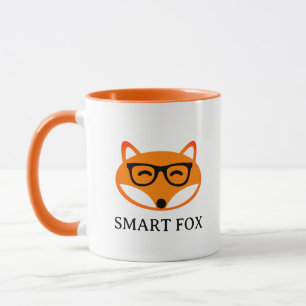 Mug café renard intelligent mignon avec lunettes