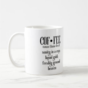 Mug Café, Sanité dans une tasse, Or liquide, Drôle