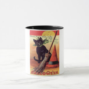 Mug Café vintage noir Halloween Cat