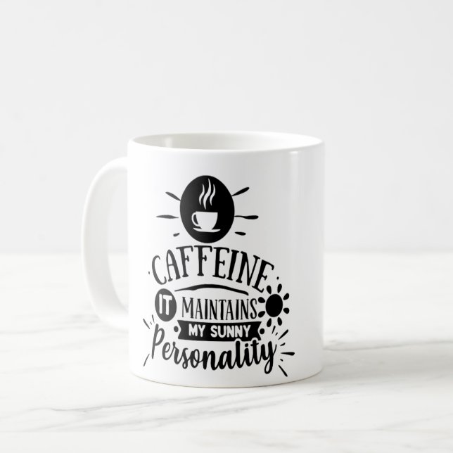 Mug Caféine il conserve ma personnalité ensoleillée (Devant gauche)