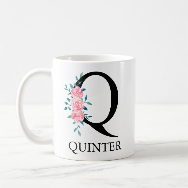 Mug Cafetière à lettre unique personnalisée en aquarel (Gauche)