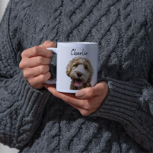 Mug Cafetière avec portrait de chien personnalisé et n
