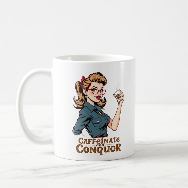 Mug Caffeinate et Conquérant Sassy Retro (Gauche)