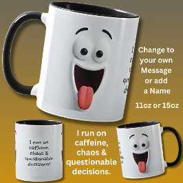 Mug Caffeine Chaos, Add Name Message,  Expressive Face