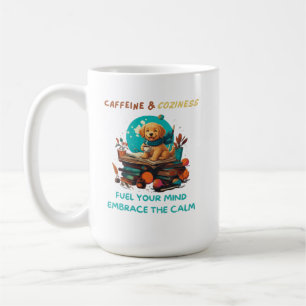 Mug Caffeine & Coziness Livre Golden Retriever