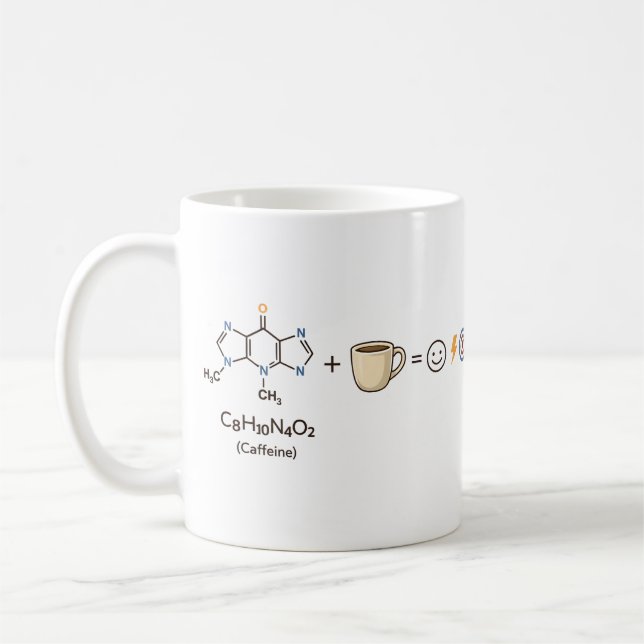 Mug Caffeine Equation–Coffee Powers You Funny Science  (Gauche)
