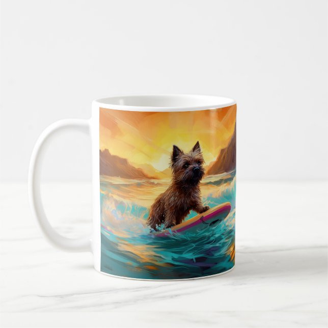 Mug Cairn Terrier Plage Surf Peinture (Gauche)