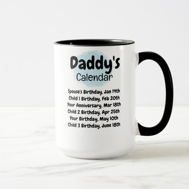 Mug Calendrier de papa - 6 Dates vitales pour tout le  (Droite)