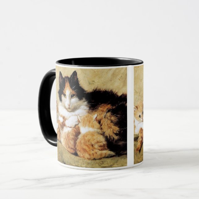Mug Calico Cat & ses chatons par Henriette Ronner-Knip (Devant gauche)