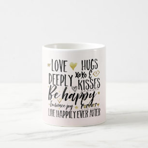 Mug Câlins d'amour rose rose XOXO Bisous cœur heureux
