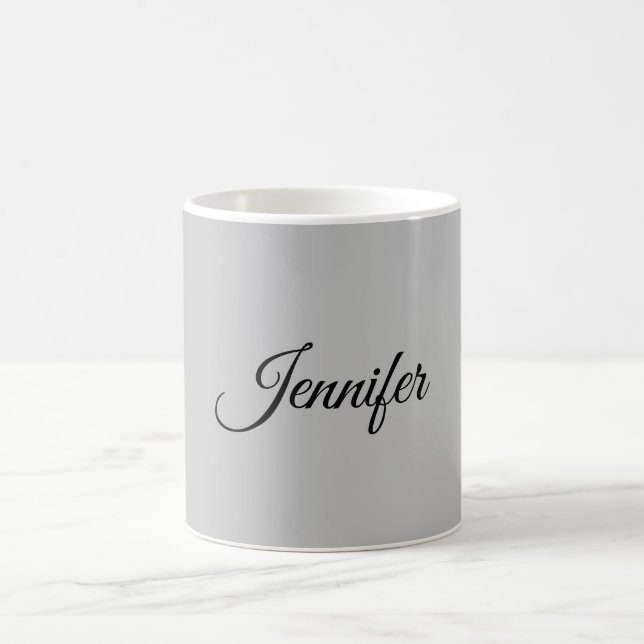 Mug Calligraphie Élégant Gris rétro Gris (Centre)