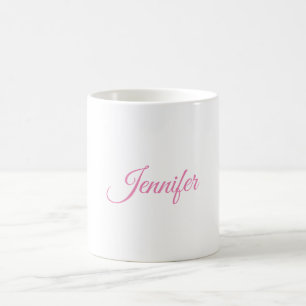 Mug Calligraphie Élégant rose blanc Nom personnalisé
