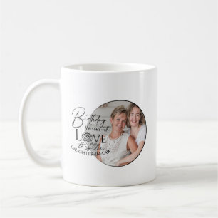 Mug Calligraphie minimale Photo Anniversaire Belle-fil