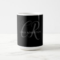Calligraphie Monogramme Nom Black Grey Cadeau pers