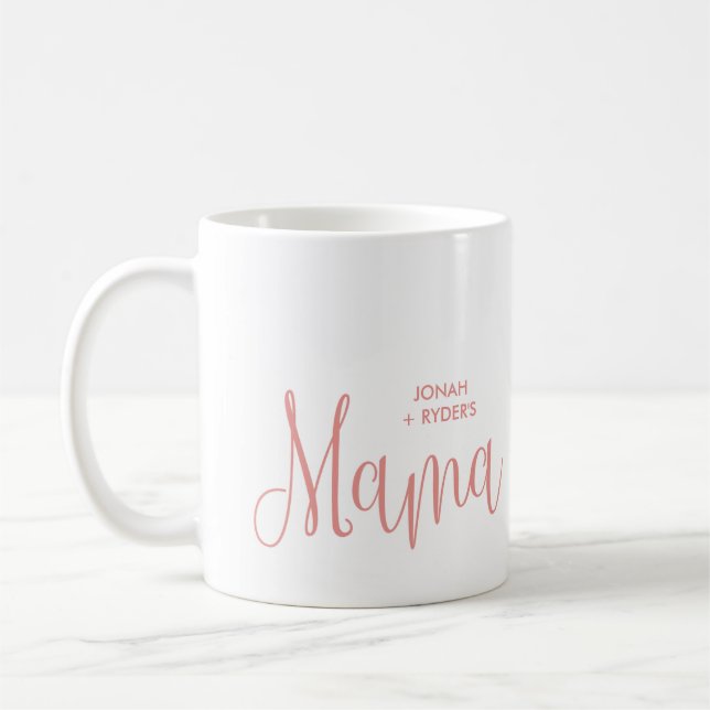 Mug Calligraphie rose Script Mama Lettrer les noms des (Gauche)