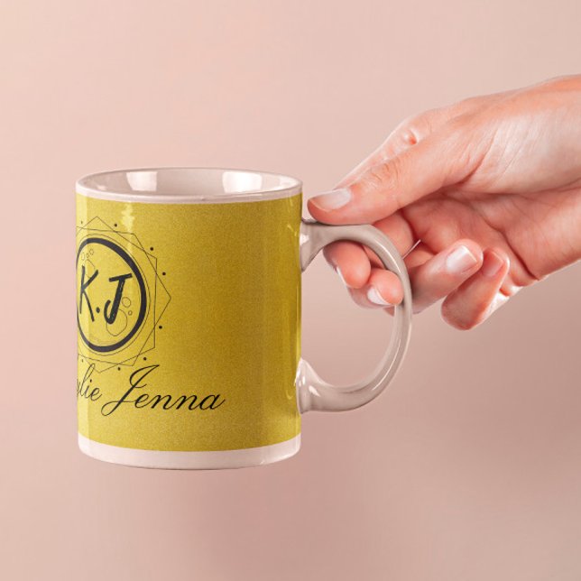 Mug Calligraphie script élégante or et noir unique (Créateur téléchargé)