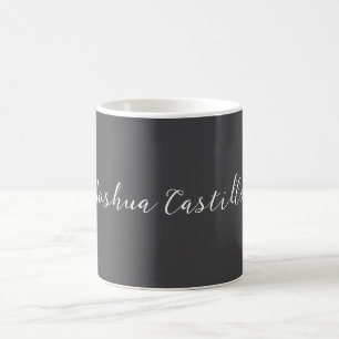 Mug Calligraphie Simple Gris Nom Professionnel
