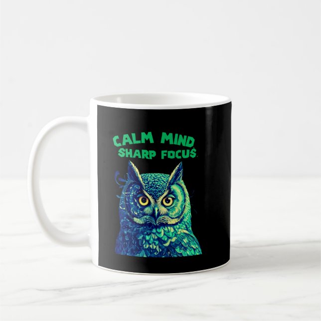 Mug Calm Mind Sharp Focus Owl Mindfulness (Gauche)