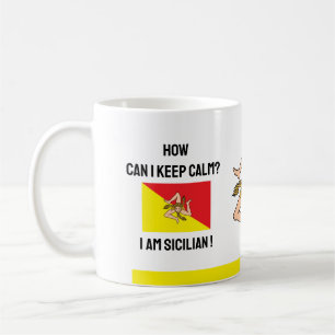 Mug Calme Sicile & Drôle Texte, Drapeau Sicilien