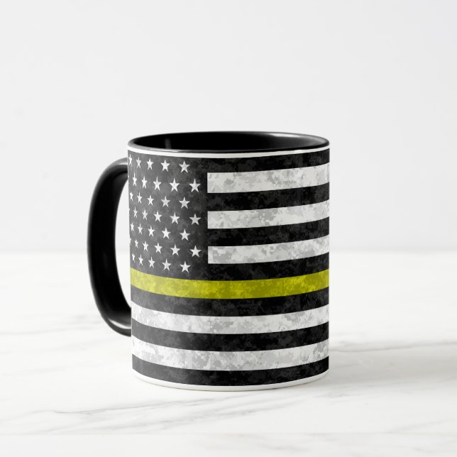 Mug Caméra de ligne jaune mince (Devant gauche)