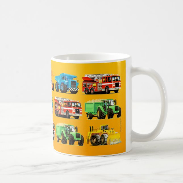 Mug Camion de construction d'enfants sur le jaune (Droite)