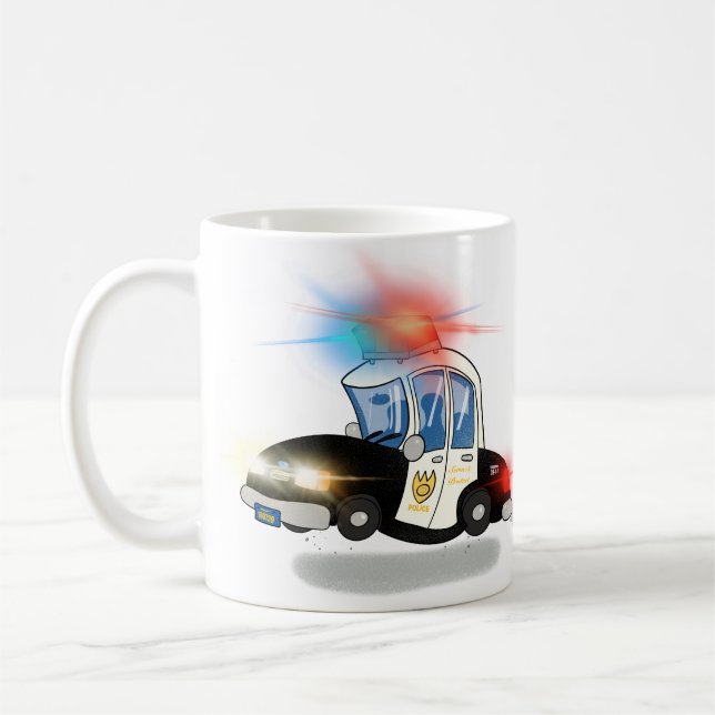 Mug Camion de police de caricatures et de pompiers (Gauche)