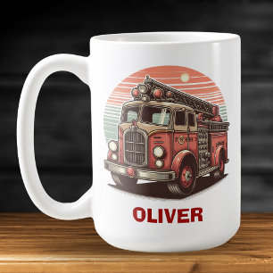 Mug Camion de pompiers rétro charmant au coucher du so