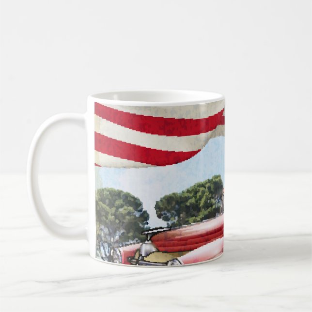 Mug Camion de ramassage rouge : Drapeau américain Vint (Gauche)