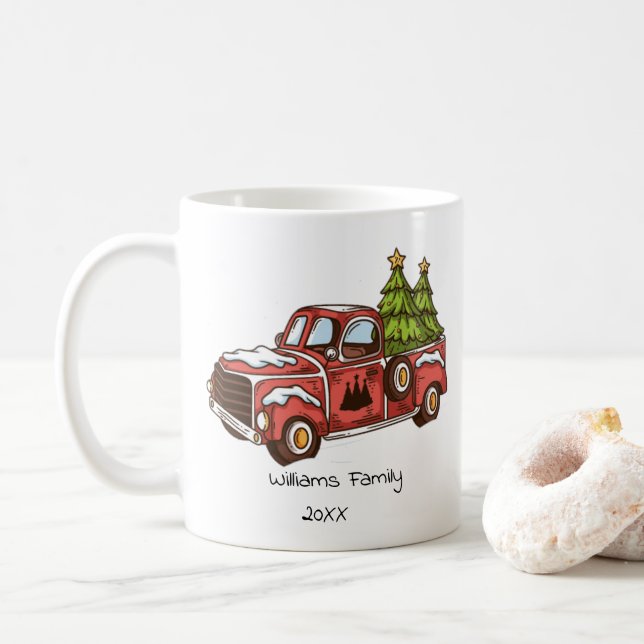 Mug Camion rouge vintage (Avec donut)