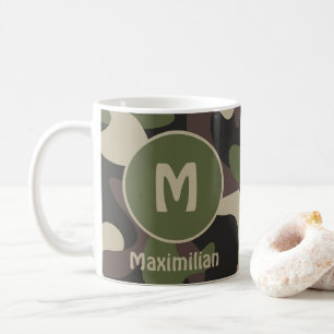Mug Camouflage militaire Vert Motif Brown Monogramme