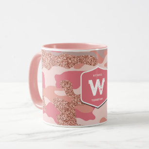 Mug Camouflage Rose Gold Blush Pink Camo Motif de l'ar