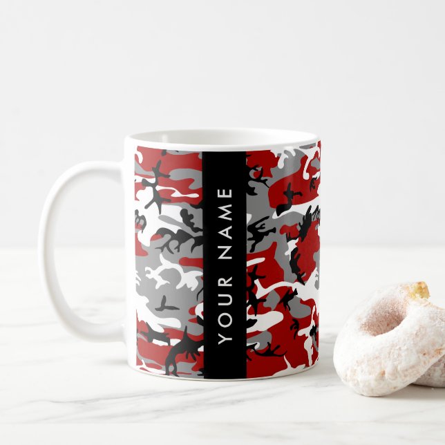 Mug Camouflage rouge et gris Votre nom Personnaliser (Avec donut)