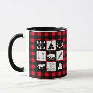Mug Camp Rustic Woodland Animaux Buffalo Check Plaid
