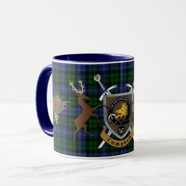 Mug Campbell Clan Badge & Tartan Highland (Devant gauche)