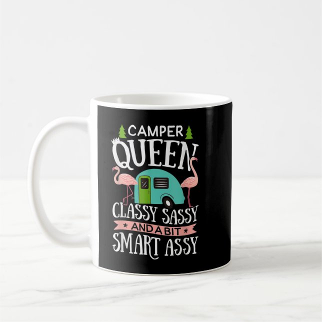 Mug Camper Queen Classy Sassy Smart Drôle Femmes Fille (Gauche)