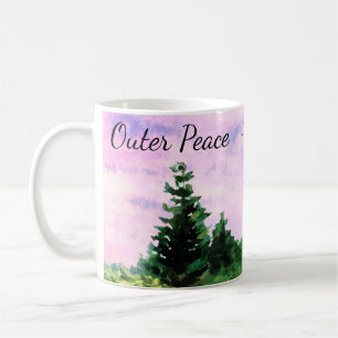 Mug Camping à l'extérieur aquarelle Bois Arbres couché