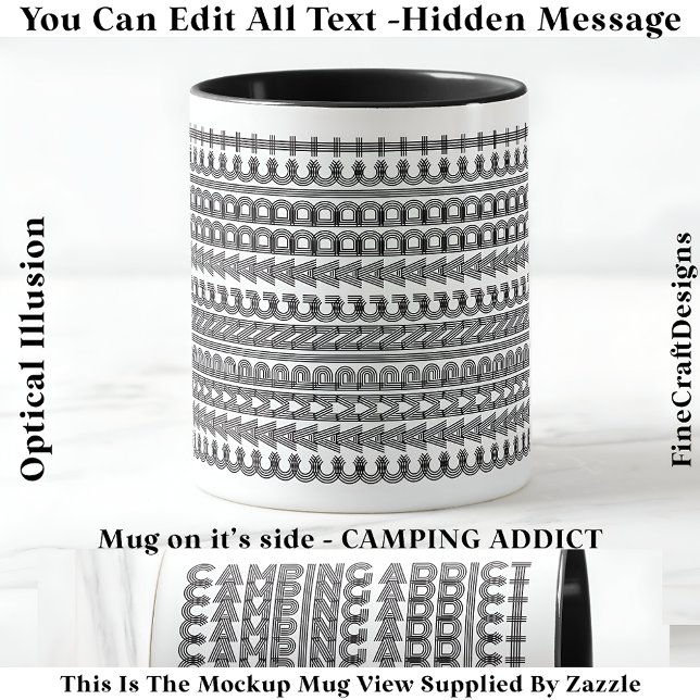 Mug Camping Addict Message caché Grosse nouveauté 111B (Créateur téléchargé)