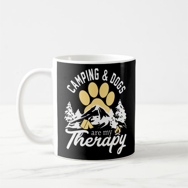 Mug Camping Et Chiens Sont Ma Thérapie (Gauche)