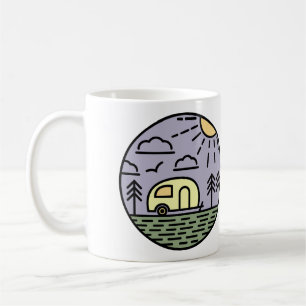 Mug camping feu montagnes wanderlust, randonnée