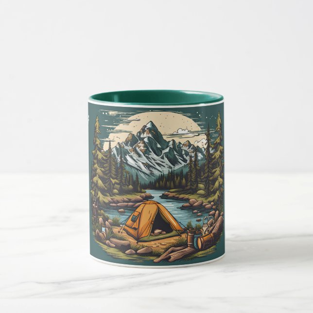 Mug Camping In the Mountains Ajouter Nom et texte Cade (Centre)