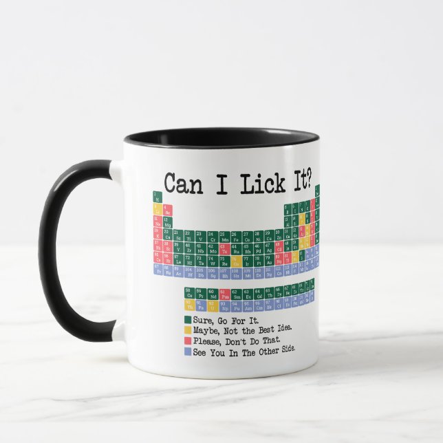 Mug Can I Lick It Chemistry Periodic Table–Fun Science (Gauche)