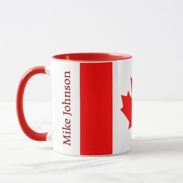 Mug Canada Flag Patriotic Maple Leaf Personalized (Gauche)